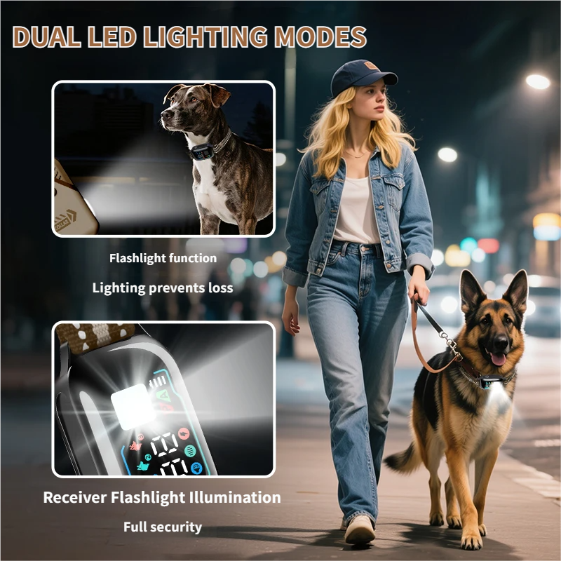 Starpawss PD-509 2-in-1 Dog Training Collar with Remote & LED Flashlight | 300-1000m Range