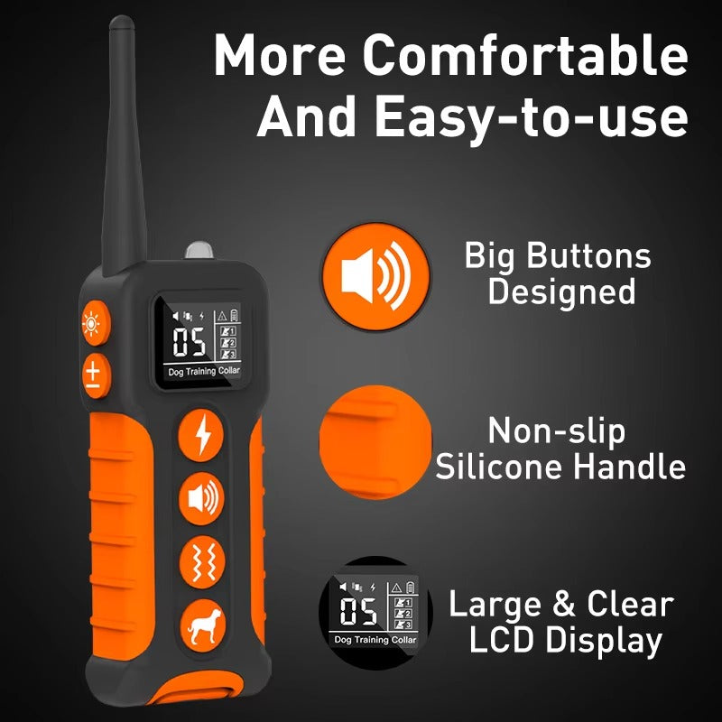 Starpawss PD-518 1000M Remote Dog Training Collar with Beep Vibration Static Shock | IP67 Waterproof Rechargeable E-Collar for Large Dogs