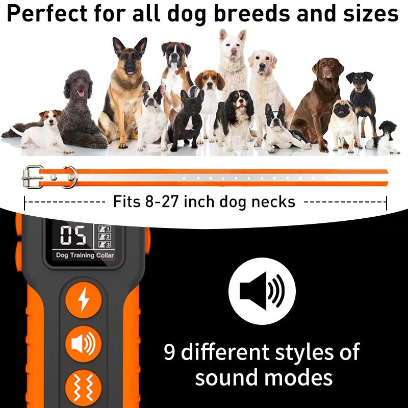 Starpawss PD-518 1000M Remote Dog Training Collar with Beep Vibration Static Shock | IP67 Waterproof Rechargeable E-Collar for Large Dogs