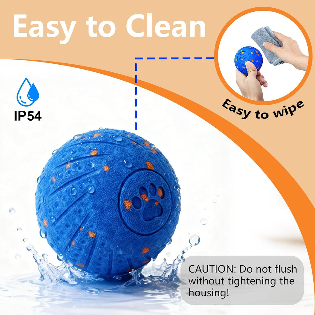 Interactive Dog Toys Smart Dog Ball for Aggressive Chewers Auto Bounce Blue | E-TPU vibrating dog ball, 3 auto modes, motion sensor, Type-C rechargeable, 4h runtime, IP54 waterproof, indoor/outdoor use