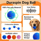 Interactive Dog Toys Smart Dog Ball for Aggressive Chewers Auto Bounce Blue | E-TPU vibrating dog ball, 3 auto modes, motion sensor, Type-C rechargeable, 4h runtime, IP54 waterproof, indoor/outdoor use