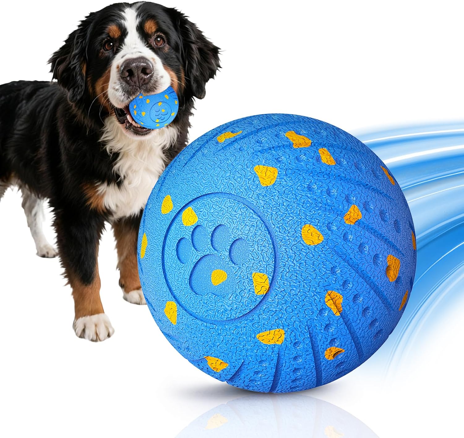 Interactive Dog Toys Smart Dog Ball for Aggressive Chewers Auto Bounce Blue | E-TPU vibrating dog ball, 3 auto modes, motion sensor, Type-C rechargeable, 4h runtime, IP54 waterproof, indoor/outdoor use