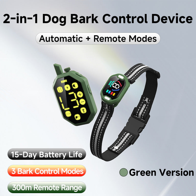 P26 2‑in‑1 Dog Bark Collar, Auto & Remote Training Collar Beep Vibration Shock IP67 Waterproof for Dogs