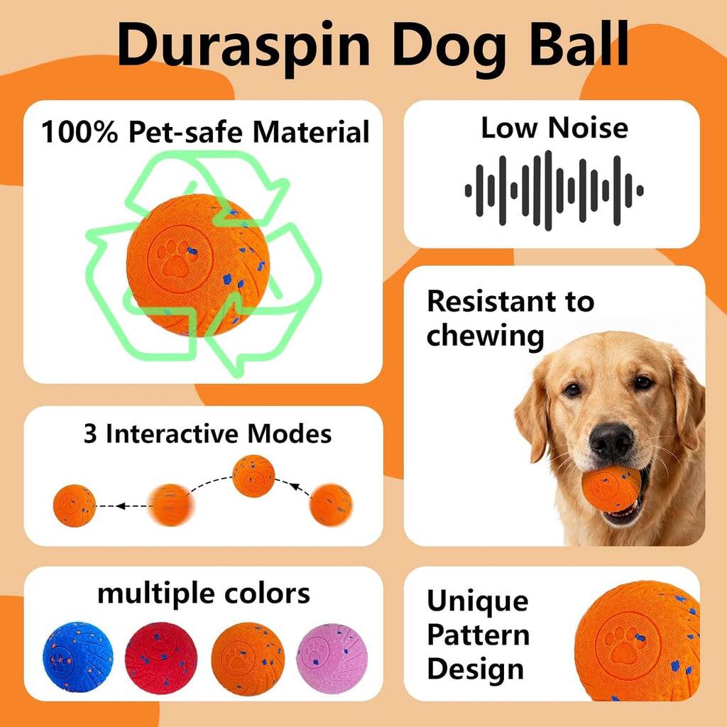Smart Interactive Dog Ball, Automatic Rolling Bouncing Chew Toy, IP54 Waterproof Rechargeable Dog Toy for Indoor Outdoor Play