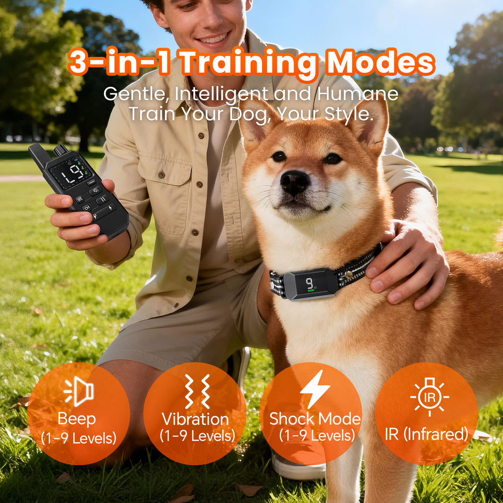 Starpawss P21 Multi-Function Anti-Bark Dog Training Collar with Remote Control, IP67 Waterproof & Rechargeable